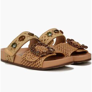 Sam Edelman Regan Dark Straw Sandals Size 7.5 Jeweled Beads